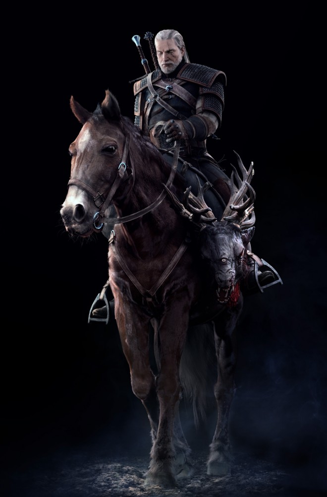 Geralt et Ablette. Tous ses chevaux s'appellent Ablette.